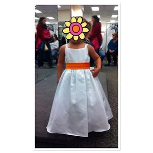David’s Bridal 3T Flower Girl White Dress (Orange Sash optional)